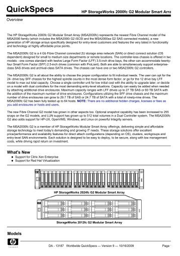 HP StorageWorks 2000fc G2 Modular Smart Array