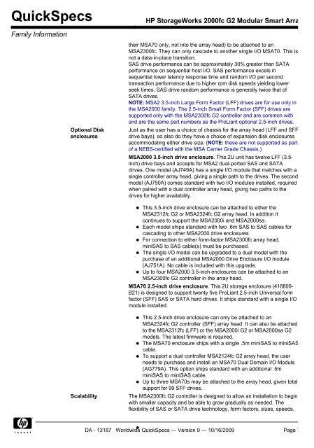 HP StorageWorks 2000fc G2 Modular Smart Array