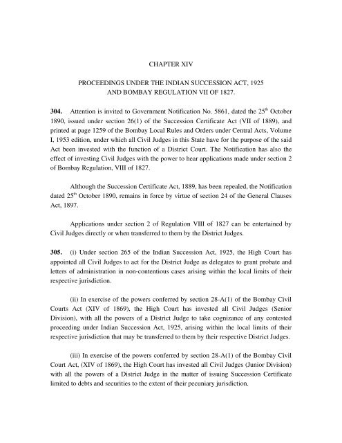 chapter xiv proceedings under the indian succession act
