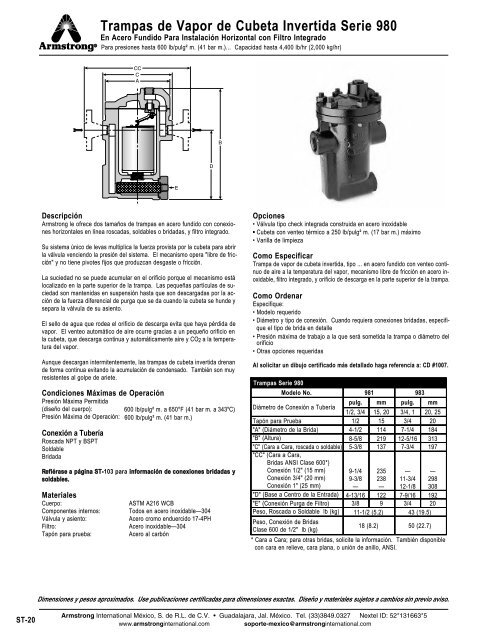 Trampas de Vapor - Armstrong International, Inc.