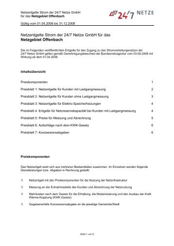 Netzentgelte Strom der 24/7 Netze GmbH fÃ¼r das ... - Netrion GmbH