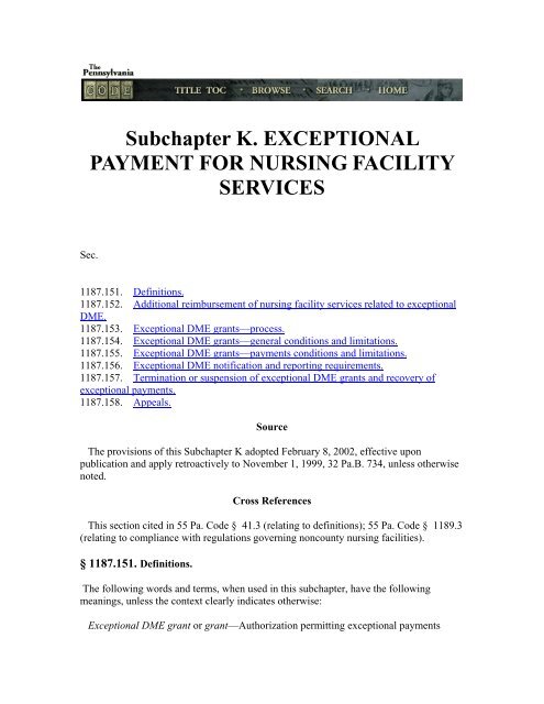 Subchapter K. EXCEPTIONAL PAYMENT FOR NURSING FACILITY ...