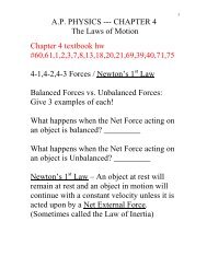 A.P. PHYSICS --- CHAPTER 4 The Laws of Motion Chapter 4 ...