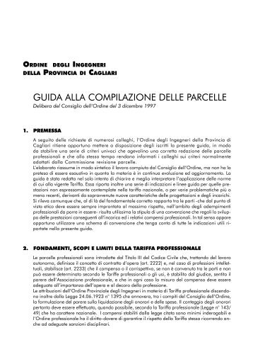 guida alla compilazione delle parcelle - Ordine degli Ingegneri della ...