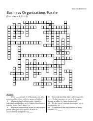 Market Structures Crossword Puzzle - Klein Oak.org