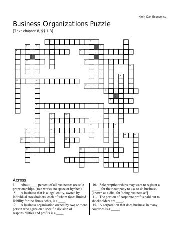 Business Organizations Crossword Puzzle - Klein Oak.org