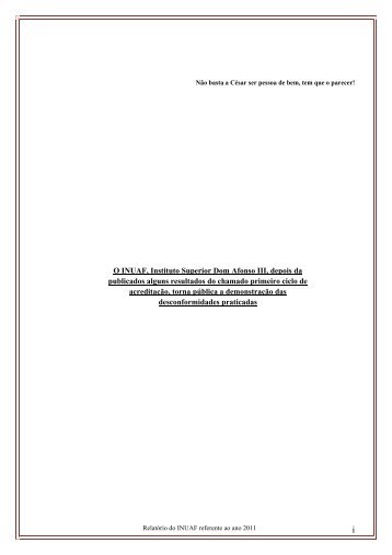 O INUAF, Instituto Superior Dom Afonso III, depois da publicados ...