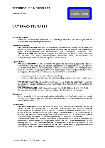 VAT Spachtelmasse - Vat-spezialbaustoffe.de