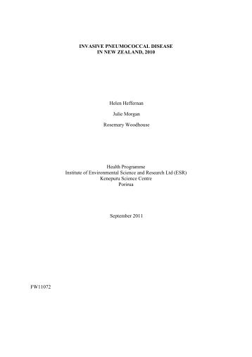 Invasive Pneumococcal Disease in New Zealand, 2010