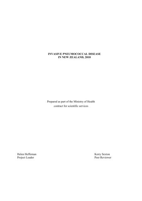 Invasive Pneumococcal Disease in New Zealand, 2010