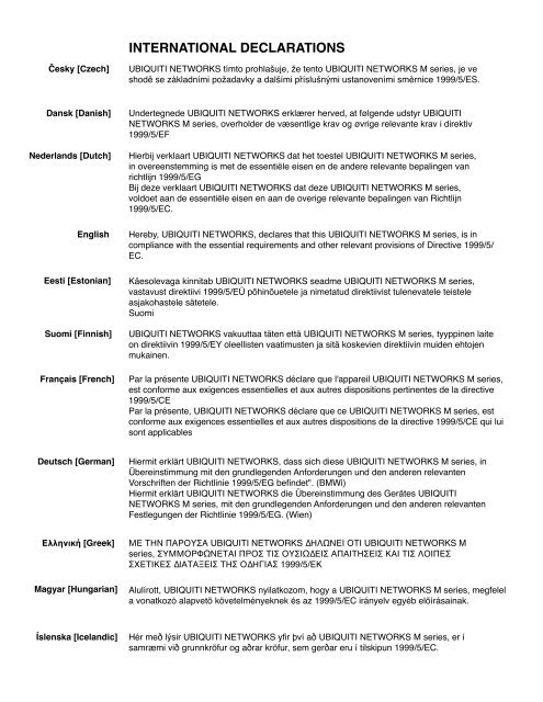 DECLARATION OF CONFORMITY - Ubiquiti Networks