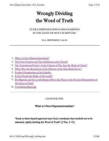 Wrongly Dividing the Word of Truth - Biblical-data.org