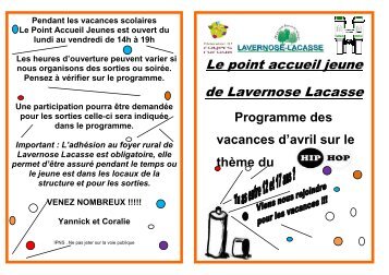 Pendant les vacances scolaires Le Point Accueil Jeunes est ouvert ...