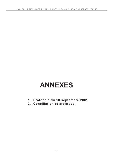 Accords interprofessionnels du 18 septembre 2001 - Presstalis