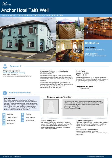 Anchor Hotel Taffs Well - Enterprise Inns