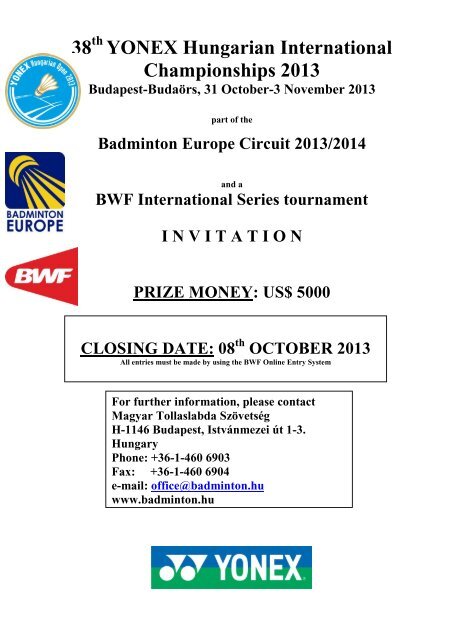 Tournament prospectus - Badminton World Federation