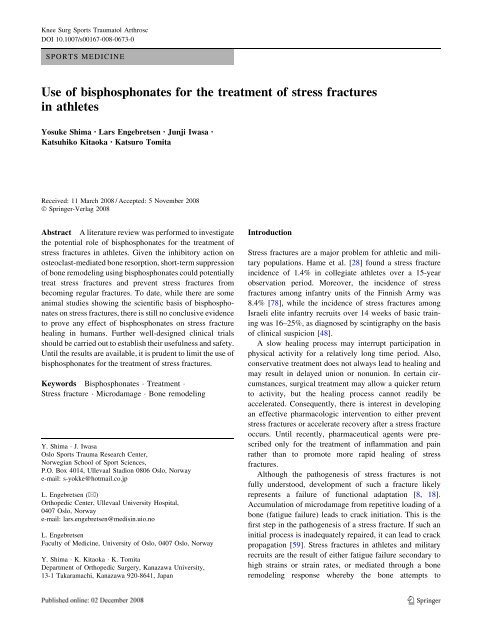 Use of bisphosphonates for the treatment of stress fractures in athletes