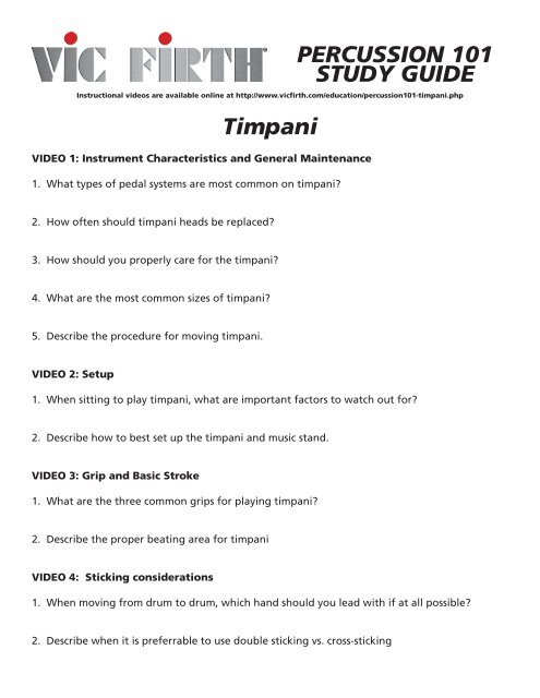 Timpani Ranges Chart