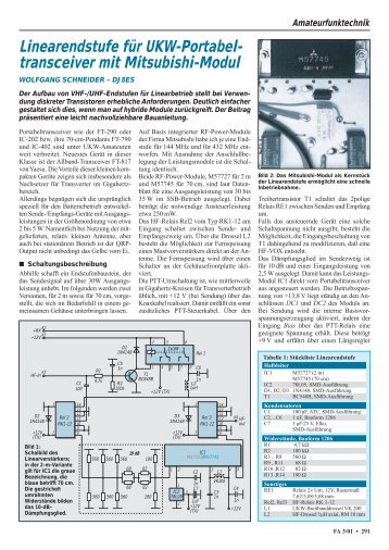 Linearendstufe fÃƒÂ¼r UKW-Portabel- transceiver mit Mitsubishi-Modul