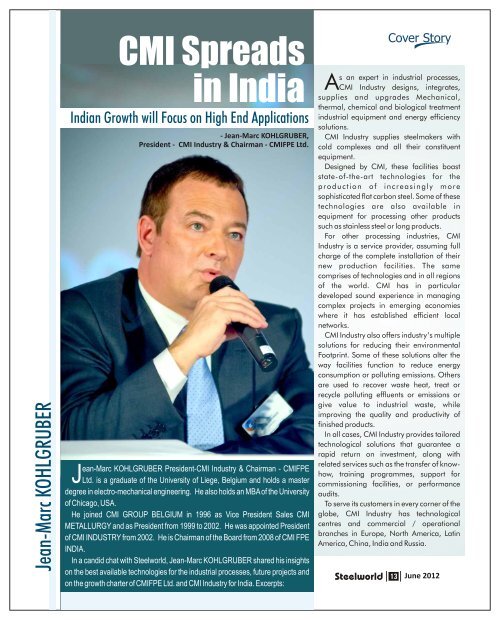 June 2012 : CMI Spreads in India - Cover Story - CMI FPE LTD