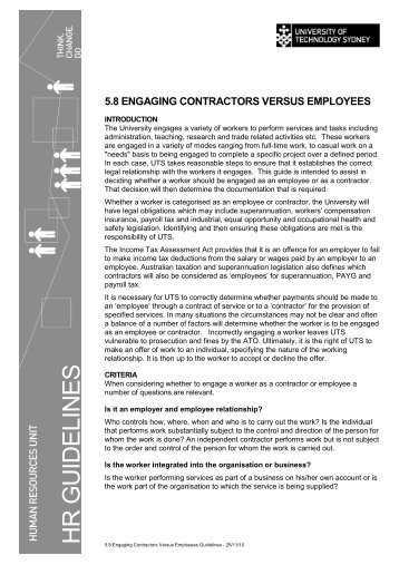 5.8 engaging contractors versus employees - Human Resources