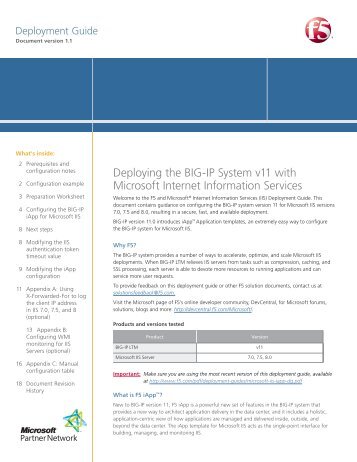 Deploying the BIG-IP System v11 with Microsoft IIS - F5 Networks