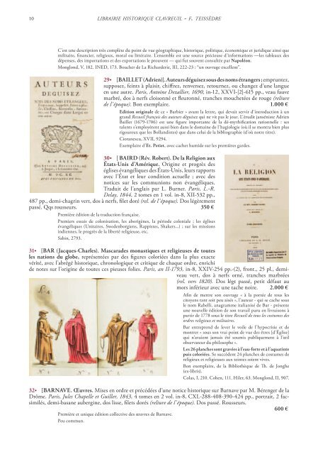 TÃ©lÃ©charger le pdf du catalogue - Librairie historique Clavreuil