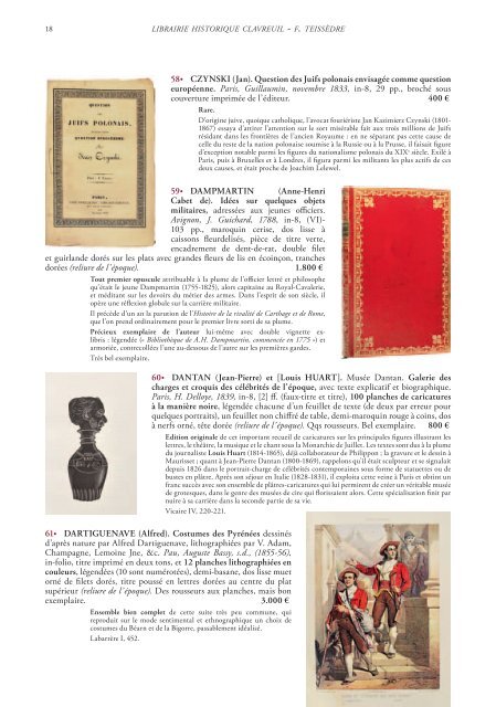 TÃ©lÃ©charger le pdf du catalogue - Librairie historique Clavreuil