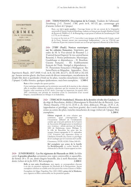 TÃ©lÃ©charger le pdf du catalogue - Librairie historique Clavreuil