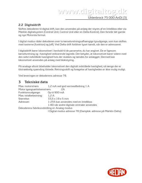 Uhlenbrock AnDi 75 000 - Digital tog og digital modeljernbane