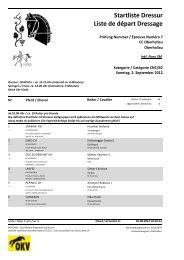 Startliste Dressur Liste de dÃ©part Dressage - FREHNERs