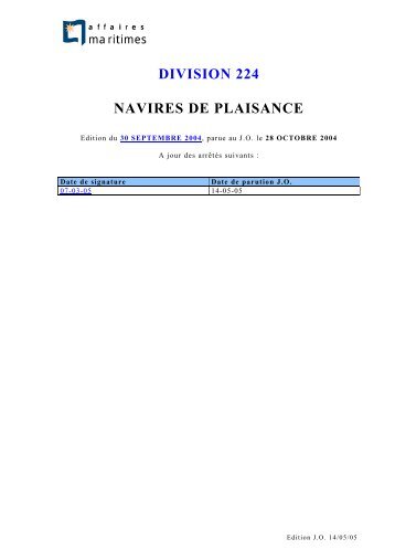 DIVISION 224 NAVIRES DE PLAISANCE - Pneuboat.com