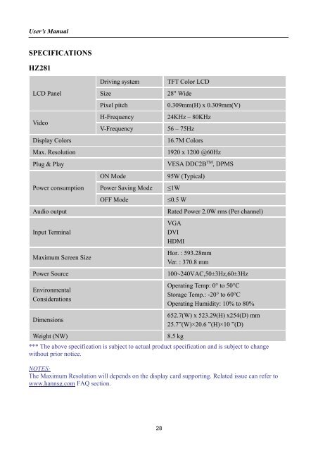 User manual - Hannspree