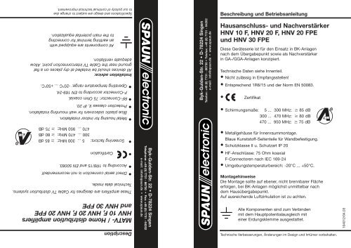 Amplificateur De Puissance SPAUN HNV 32 / 65 DPE – Neuf, Emballage D’origine