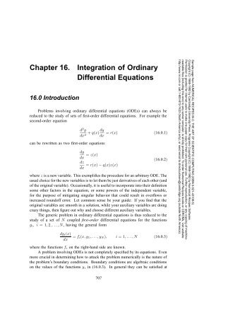 Chapter 16. Integration of Ordinary Differential Equations 16.0 ...