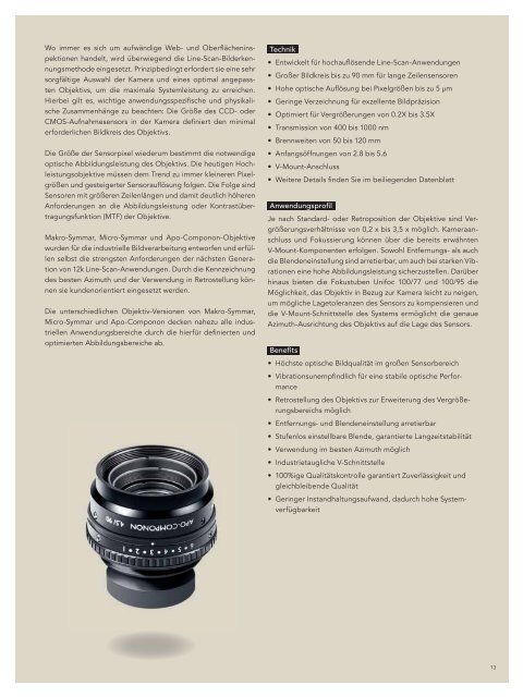 Lenses for large sensors - Schneider Kreuznach by Jos. Schneider ...