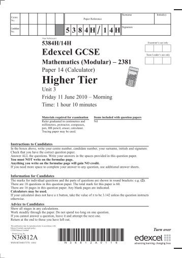 N36812A GCSE Maths 5384H 14H June 2010.indd