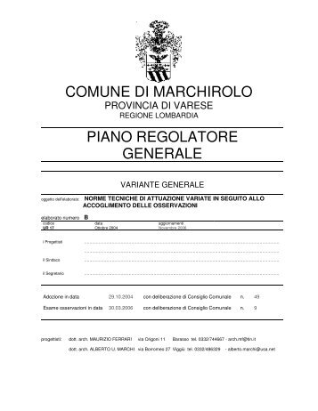 COMUNE DI MARCHIROLO PIANO REGOLATORE GENERALE