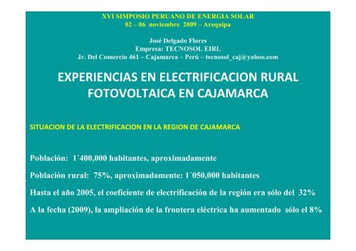Presentación - Asociación Peruana de Energía Solar y del Ambiente