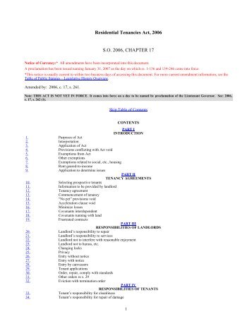 Residential Tenancies Act, 2006, S.O. 2006, c. 17 - FRPO