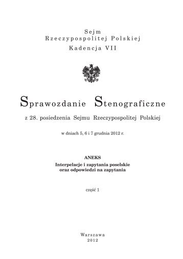 Aneks cz. 1 - Sejm Rzeczypospolitej Polskiej