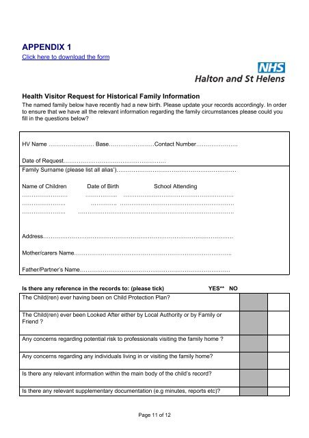 Safeguarding Children Record Keeping Standards - Halton and St ...