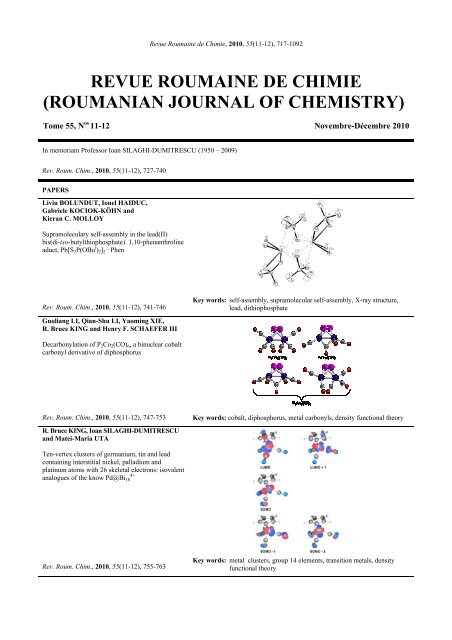 Download summary (PDF) - Revue Roumaine de Chimie