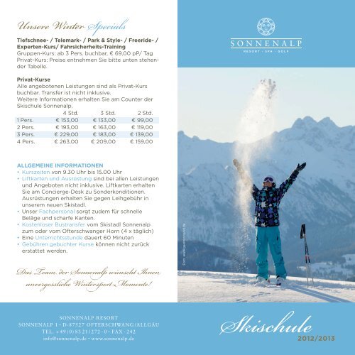 Skischul-Flyer - Sonnenalp