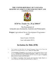 THE UNITED REPUBLIC OF TANZANIA - Ministry Of Agriculture ...