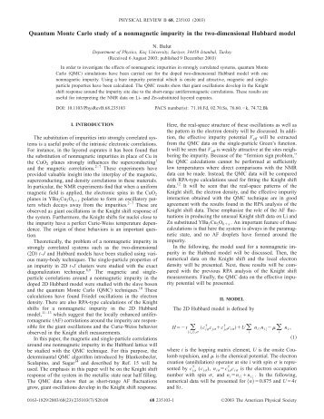 Quantum Monte Carlo study of a nonmagnetic impurity in the two ...