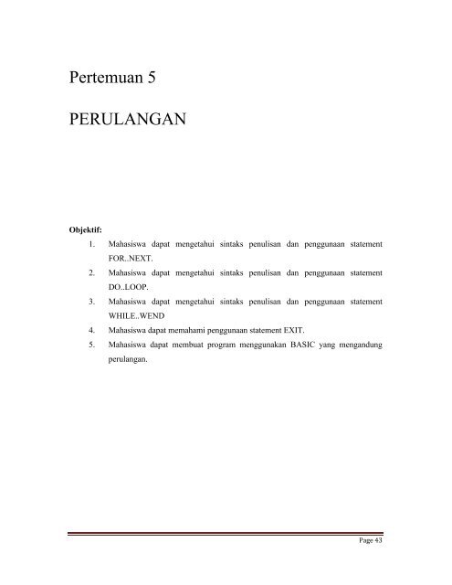 Pertemuan 5 PERULANGAN - iLab