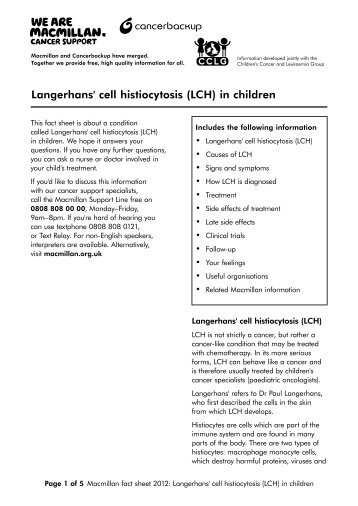Langerhans' cell histiocytosis (LCH) in children