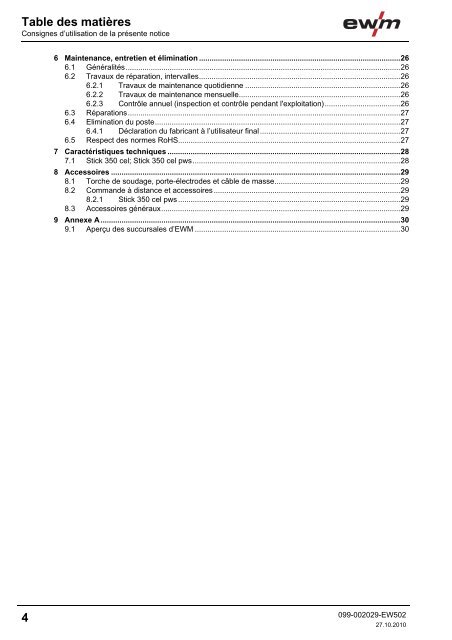 Manuel d'utilisation - EWM Hightec Welding GmbH