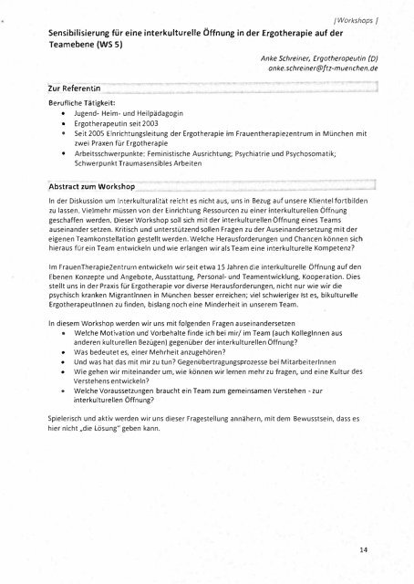 Fachtagung InterkulturalitÃ¤t in der Ergotherapie 2013 - Handlungsplan